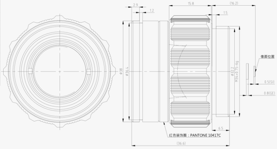 FWD-19-01 19-mm-LWIR-Motorzoomobjektiv mit 8–14 μm Wellenlänge und -40 °C bis +80 °C Betriebstemperatur für 256 x 192 @ 12 μm Wärmebildaufnahmen